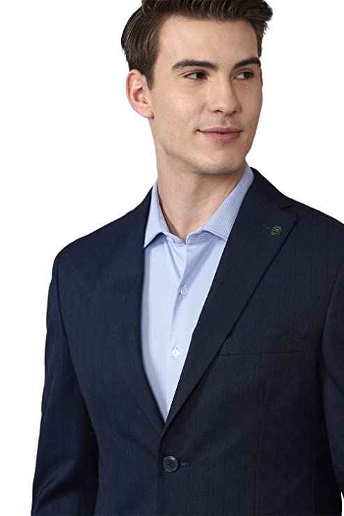 Peter England Polyester Blend Men Navy Solid Slim Fit Formal Two Piece Suit Business Pants Set (PISUSNSF328609 40) - Image 3