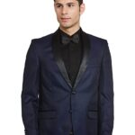 Arrow Men Dark Blue Self Design Blazer