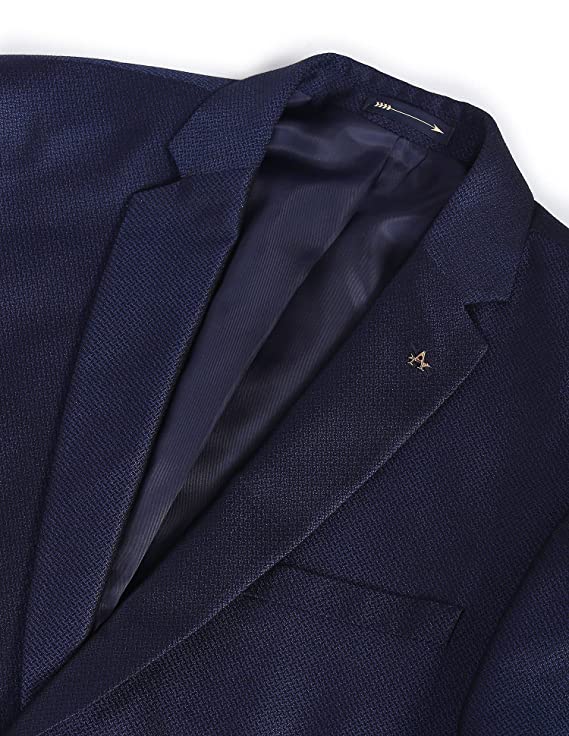 Arrow Men Navy Tailored Regular Fit Solid Three Piece Suit - Image 2